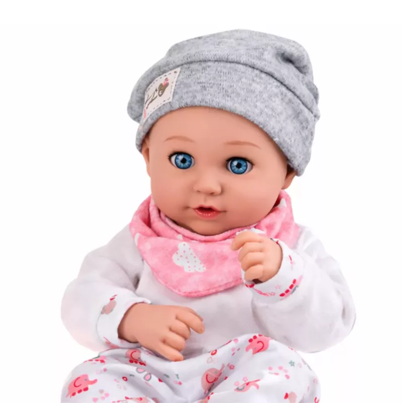 LEAN TOYS Baby Doll with Feeding Accessories, Bib, Hat, 28 cm