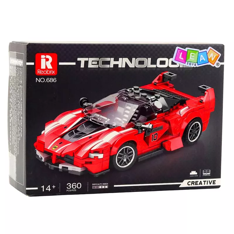 LEAN TOYS Klocki Konstrukcyjne Samochód Wyścigowy FXX-K Czerwony 360 szt.