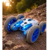 LEAN TOYS Zdalnie Sterowany Samochód Kaskaderski RC Światła Dym Drift 360° Niebieski