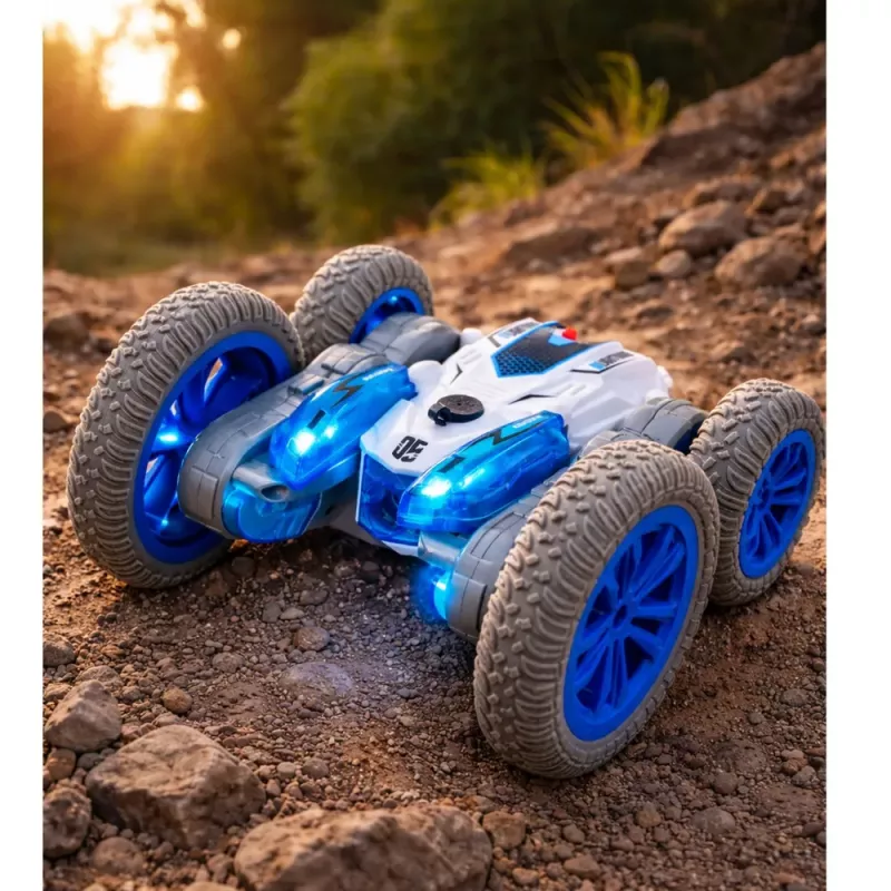 LEAN TOYS Zdalnie Sterowany Samochód Kaskaderski RC Światła Dym Drift 360° Niebieski
