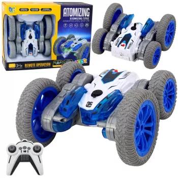 LEAN TOYS Zdalnie Sterowany Samochód Kaskaderski RC Światła Dym Drift 360° Niebieski
