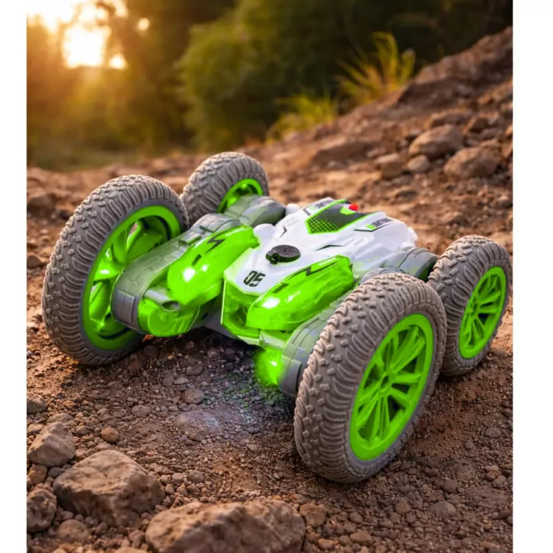 LEAN TOYS Zdalnie Sterowany Samochód Kaskaderski RC Światła Dym Drift 360° Zielony