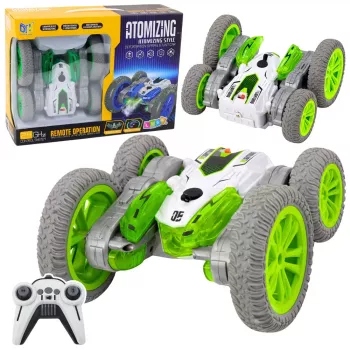 LEAN TOYS Zdalnie Sterowany Samochód Kaskaderski RC Światła Dym Drift 360° Zielony