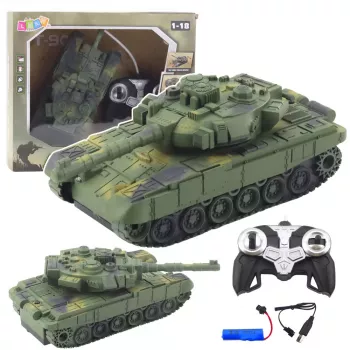 LEAN TOYS T90 Czołg Wojskowy Zdalnie Sterowany RC Światła Dźwięki Zielony 1:18