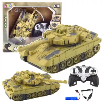 LEAN TOYS T90 Czołg Wojskowy Zdalnie Sterowany RC Światła Dźwięki Piasek 1:18