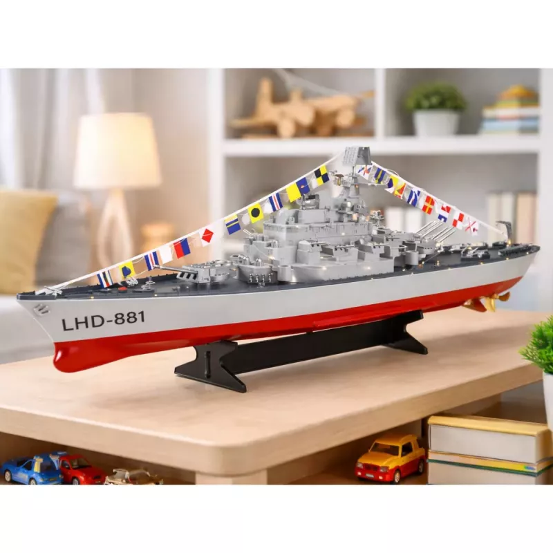 LEAN TOYS RC Lotniskowiec Okręt Wojenny Zdalnie Sterowany Oświetlenie LED 1:390