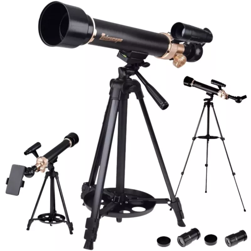 LEAN TOYS Edukacyjny aluminiowy teleskop astronomiczny ze statywem i akcesoriami 1,35 m
