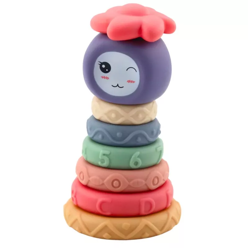 LEAN TOYS Wieża z Miękkich Klocków Piramida Sensoryczna Kolorowa 8 szt.