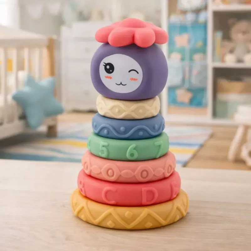 LEAN TOYS Wieża z Miękkich Klocków Piramida Sensoryczna Kolorowa 8 szt.