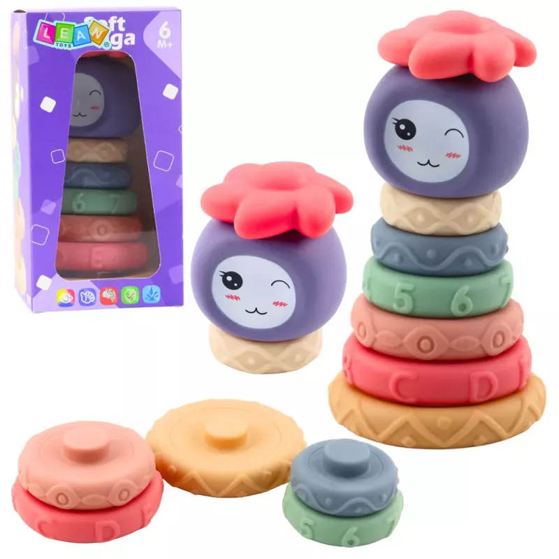 LEAN TOYS Wieża z Miękkich Klocków Piramida Sensoryczna Kolorowa 8 szt.