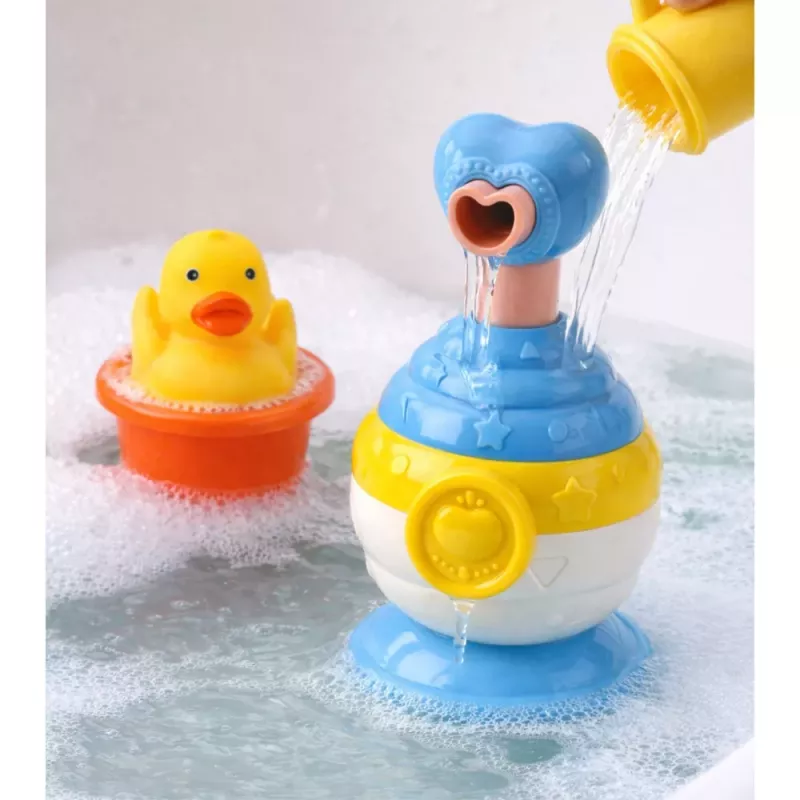 LEAN TOYS Zestaw do kąpieli Kaczuszka Dozownik mydła Kubek Niebieski