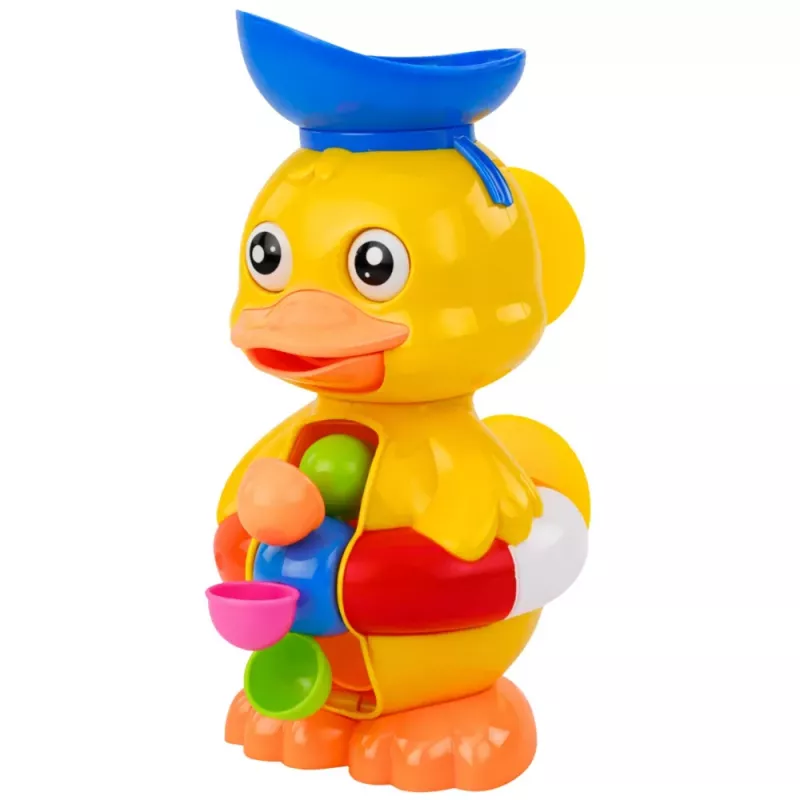 LEAN TOYS Interaktywna zabawka do kąpieli Kaczka z młynek, przyssawkami i łyżeczką