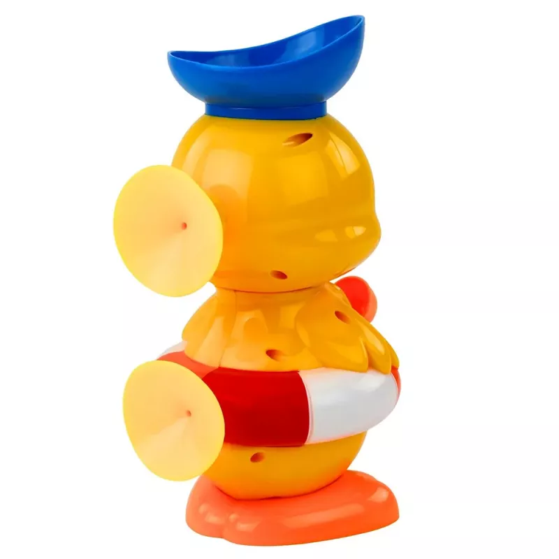 LEAN TOYS Interaktywna zabawka do kąpieli Kaczka z młynek, przyssawkami i łyżeczką