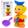 LEAN TOYS Interaktywna zabawka do kąpieli Kaczka z młynek, przyssawkami i łyżeczką