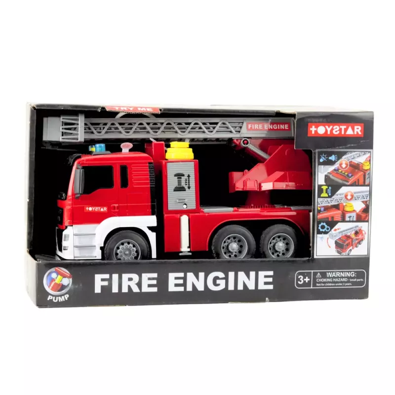 LEAN TOYS Wóz Strażacki z Wysięgnikiem Straż Pożarna Nalewanie Wody Światła Dźwięki