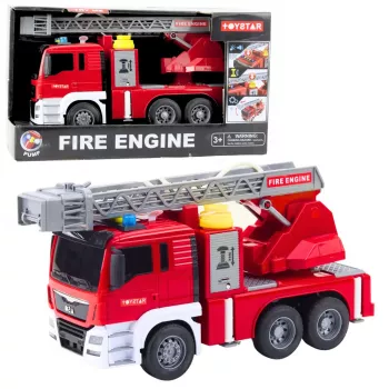 LEAN TOYS Wóz Strażacki z Wysięgnikiem Straż Pożarna Nalewanie Wody Światła Dźwięki