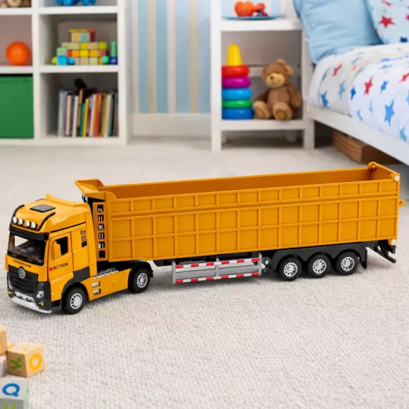 LEAN TOYS Wywrotka Metalowa Kabina Światła Dźwięki Napęd Żółty