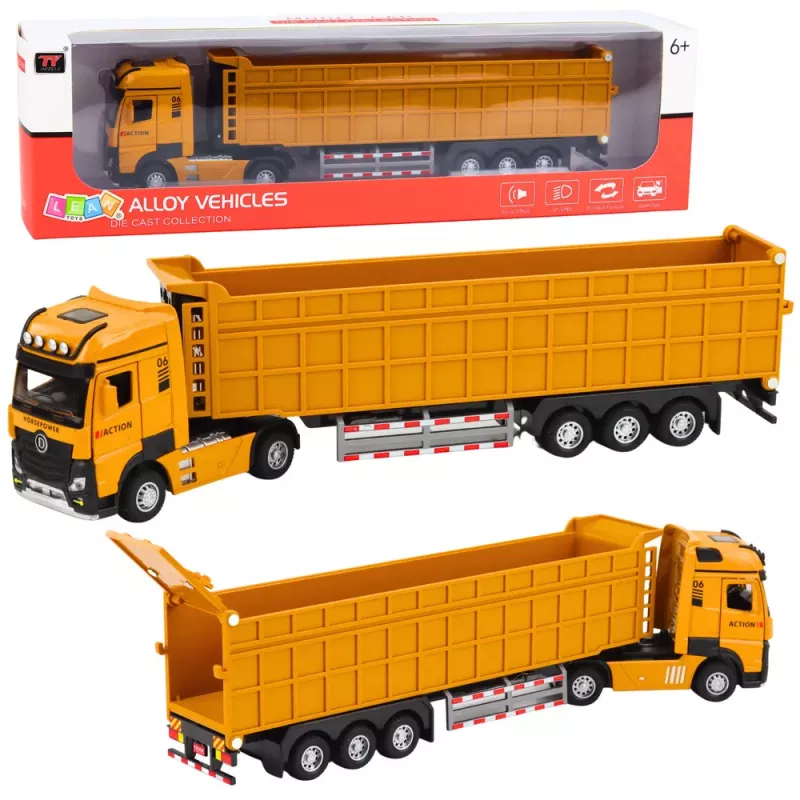 LEAN TOYS Wywrotka Metalowa Kabina Światła Dźwięki Napęd Żółty
