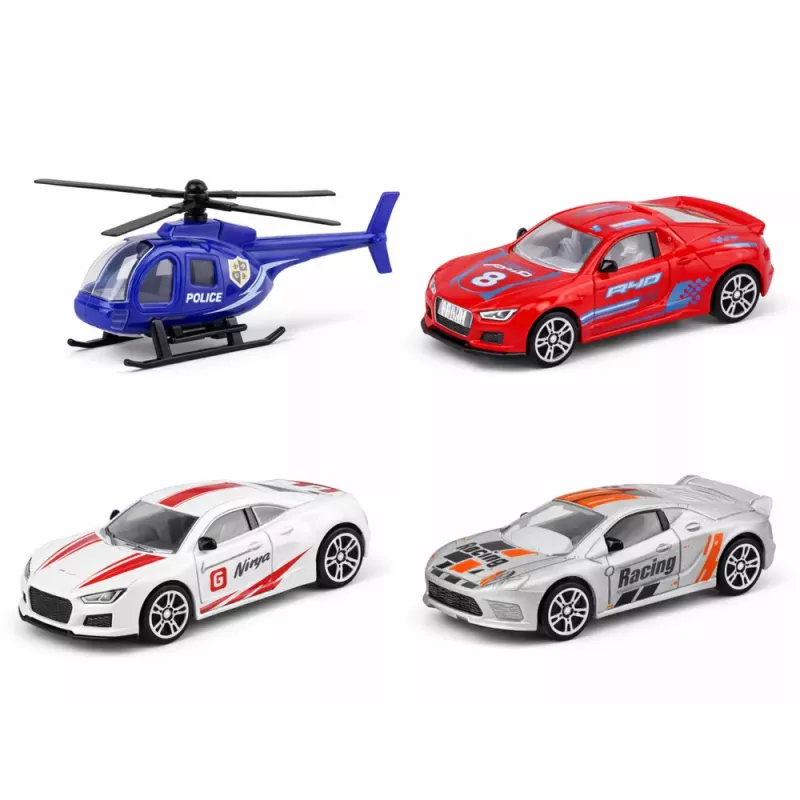 LEAN TOYS Wielopoziomowy Parking 4 Poziomy z Windą Helikopterem Samochodami 70 Elementów