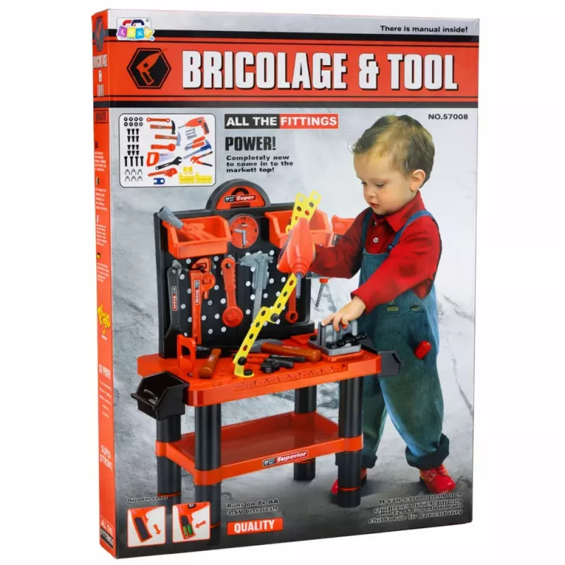 LEAN TOYS Warsztat dziecięcy DIY Stół z akcesoriami 70 cm