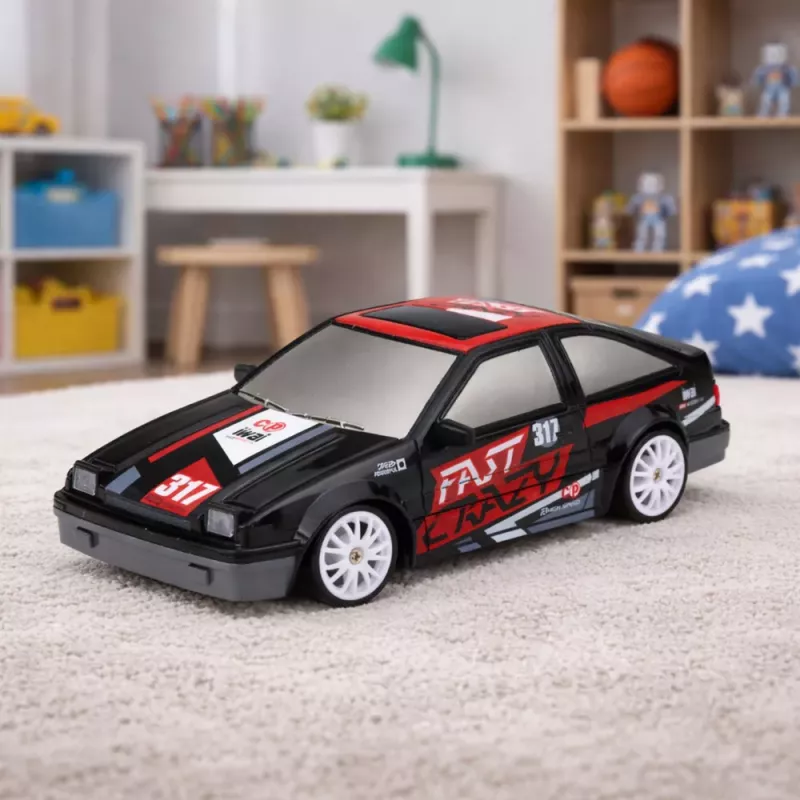 LEAN TOYS RC Coupe Samochód Zdalnie Sterowany Drift z Wymiennymi Kołami Czarny 1:24