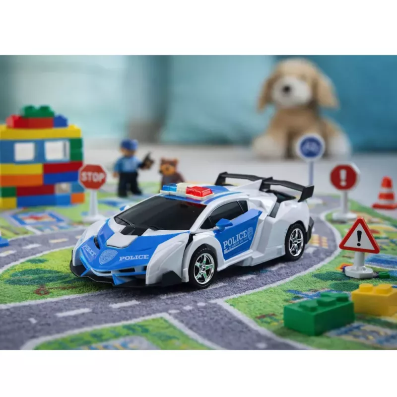 LEAN TOYS Auto Robot 2in1 Policyjny Samochód Zdalnie Sterowany RC 1:18