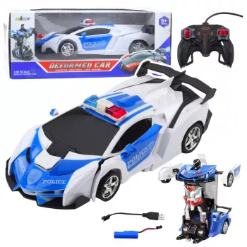 LEAN TOYS Auto Robot 2in1 Policyjny Samochód Zdalnie Sterowany RC 1:18