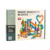 LEAN TOYS Zestaw magnetycznych klocków z torem do kulek i zjeżdżalnią, kolorowy, 188 szt.