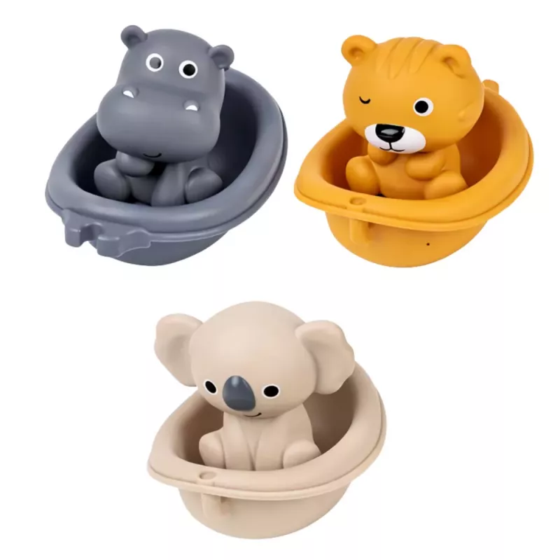 LEAN TOYS Zestaw Zabawek do Kąpieli Zwierzątka w Łódkach Zjeżdżalnia 11 szt.