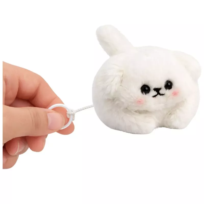 LEAN TOYS Pluszowy Biały Piesek z Machającym Ogonem i Piszczącymi Dźwiękami Brelok 9 cm