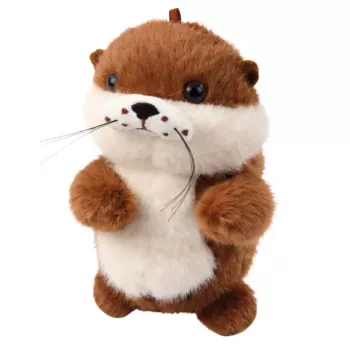 LEAN TOYS Pluszowa Wydra z Machającym Ogonem i Piszczkiem Brelok 12.5 cm