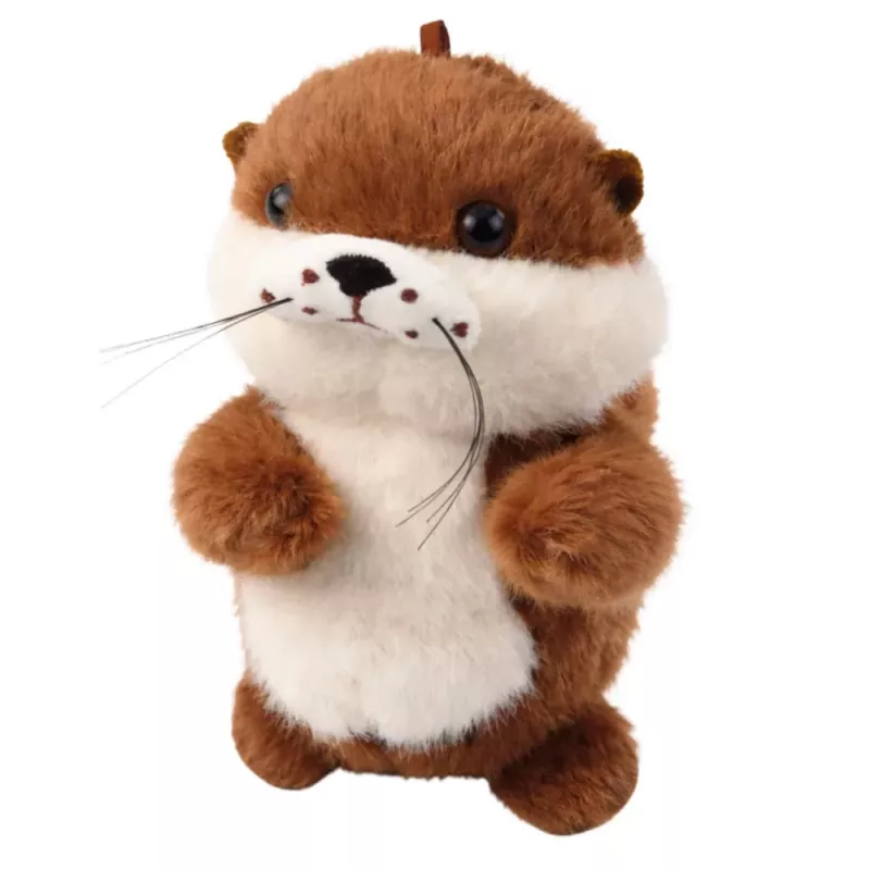 LEAN TOYS Pluszowa Wydra z Machającym Ogonem i Piszczkiem Brelok 12.5 cm