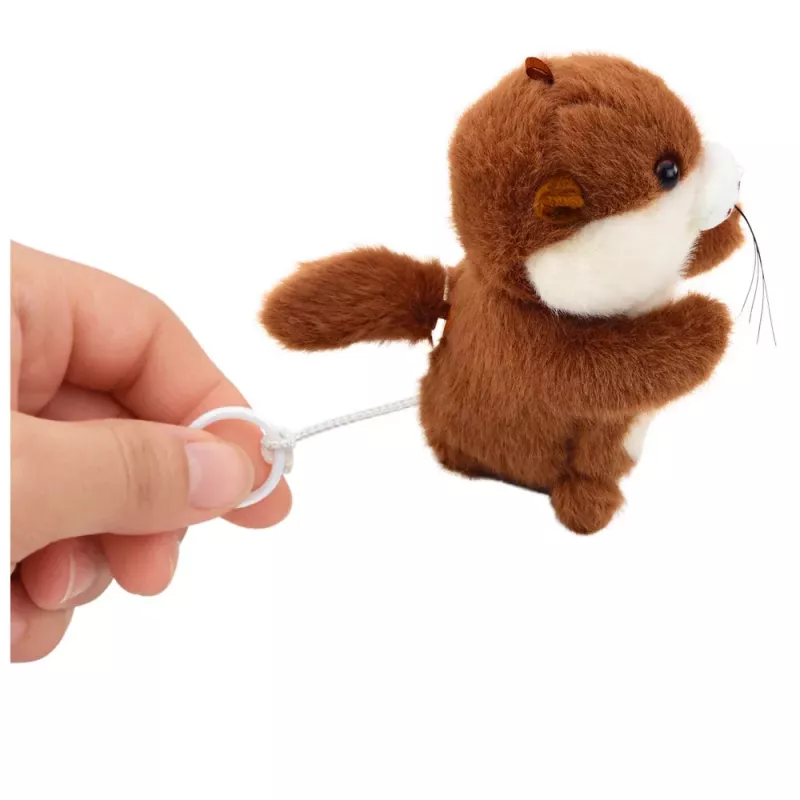 LEAN TOYS Pluszowa Wydra z Machającym Ogonem i Piszczkiem Brelok 12.5 cm