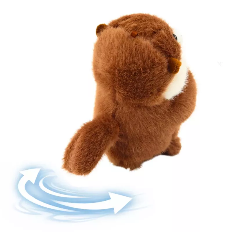 LEAN TOYS Pluszowa Wydra z Machającym Ogonem i Piszczkiem Brelok 12.5 cm