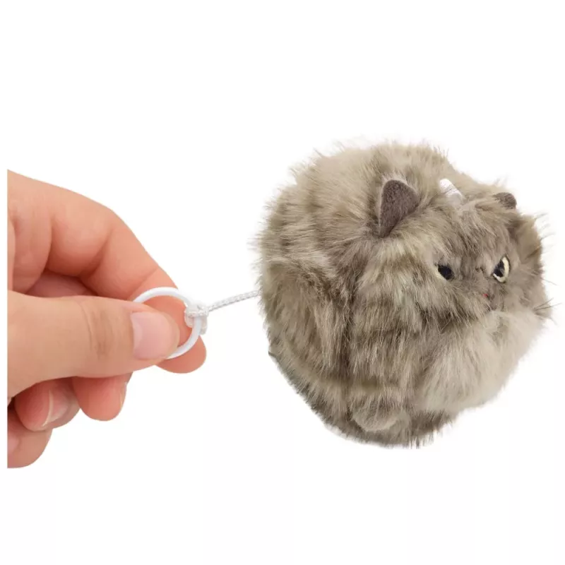 LEAN TOYS Pluszowy brązowy kotek na breloczek z ruchomym ogonkiem i piszczkiem, 9 cm