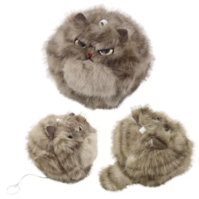LEAN TOYS Pluszowy brązowy kotek na breloczek z ruchomym ogonkiem i piszczkiem, 9 cm