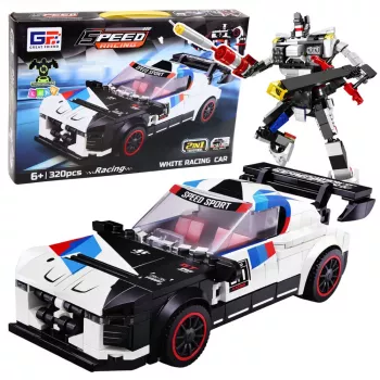 LEAN TOYS Klocki Konstrukcyjne Samochód Sportowy Robot 2w1 Biały 320 szt.