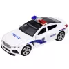 LEAN TOYS Samochód Policyjny z Otwieranymi Drzwiami, Napędem Tarcia, Światłami i Dźwiękami, Biały