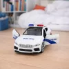 LEAN TOYS Samochód Policyjny z Otwieranymi Drzwiami, Napędem Tarcia, Światłami i Dźwiękami, Biały