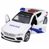 LEAN TOYS Samochód Policyjny z Otwieranymi Drzwiami, Napędem Tarcia, Światłami i Dźwiękami, Biały