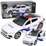 LEAN TOYS Samochód Policyjny z Otwieranymi Drzwiami, Napędem Tarcia, Światłami i Dźwiękami, Biały