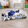 LEAN TOYS Zestaw Policyjny: Ciężarówka, Laweta, Samochód, Helikopter z Dźwiękiem i Światłem