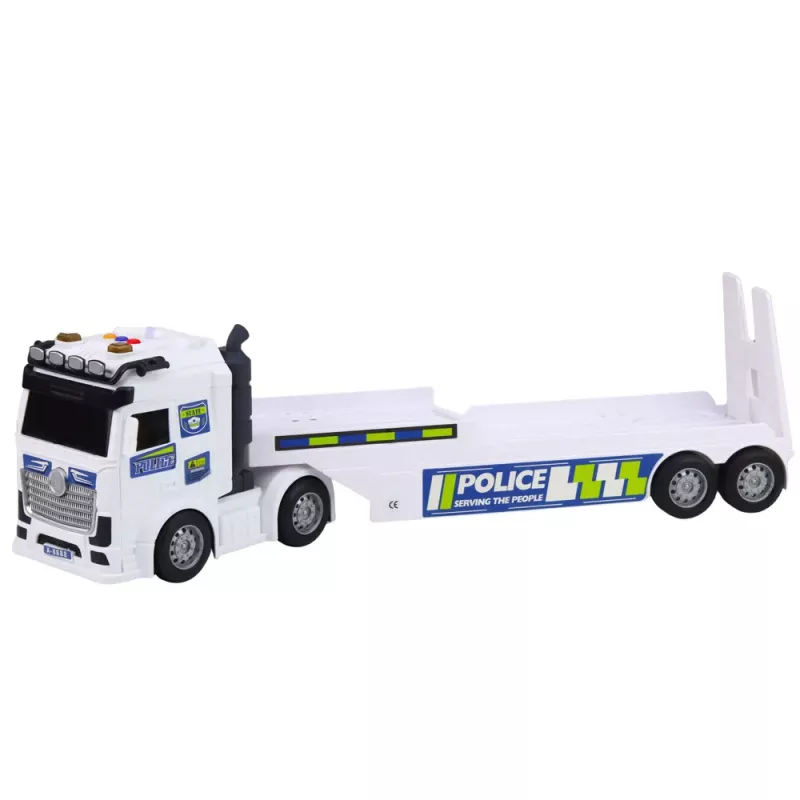 LEAN TOYS Zestaw Policyjny: Ciężarówka, Laweta, Samochód, Helikopter z Dźwiękiem i Światłem