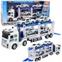 LEAN TOYS Policyjna ciężarówka z lawetą do transportu aut policyjnych z dźwiękami i światłami