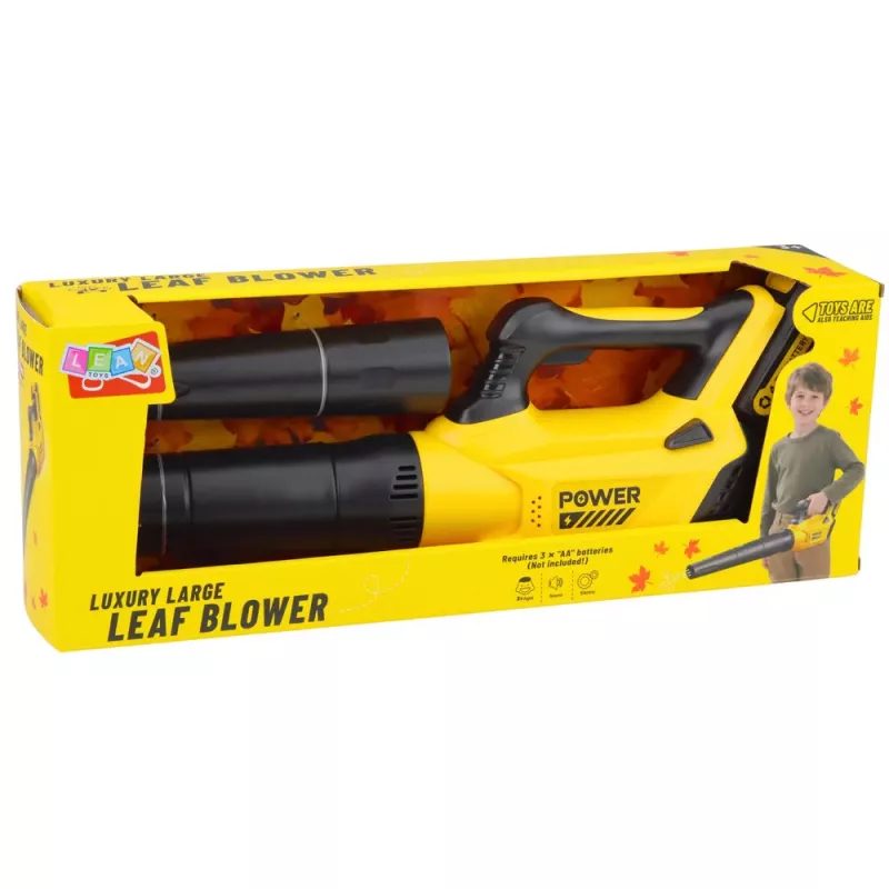 LEAN TOYS Zabawkowa dmuchawa do liści dla dzieci z dźwiękami - Żółty