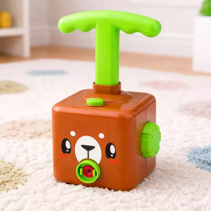 LEAN TOYS Zestaw zabawek z wyrzutnią balonową, samochodami i misiem dla dzieci