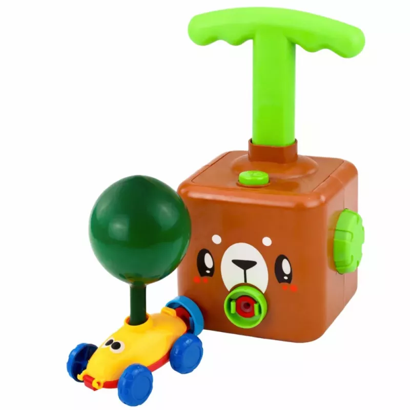 LEAN TOYS Zestaw zabawek z wyrzutnią balonową, samochodami i misiem dla dzieci