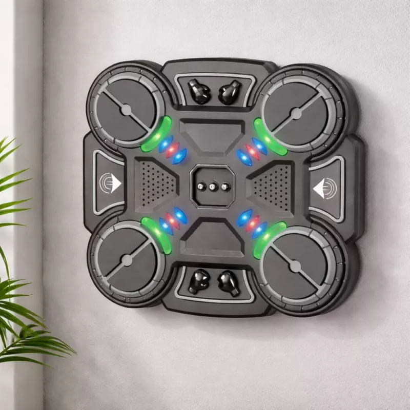 LEAN TOYS Interaktywna Muzyczna Tarcza Bokserska z Diodami LED 3 Poziomy Czarny