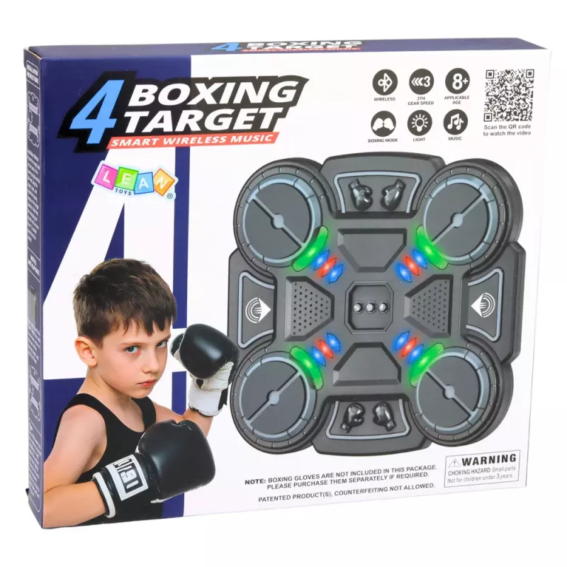 LEAN TOYS Interaktywna Muzyczna Tarcza Bokserska z Diodami LED 3 Poziomy Czarny