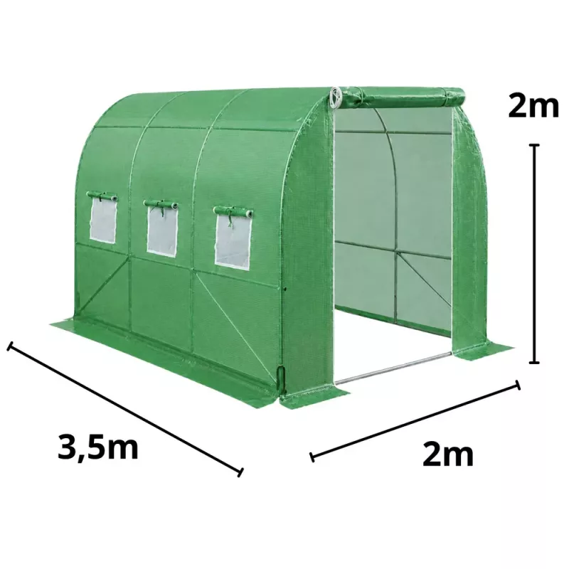 LEAN Szklarnia do Warzyw, Zielone Okna UV, 3,5x2x2M, 7M²